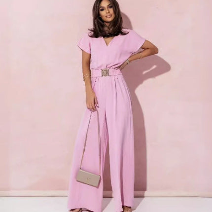Dame Elegant Jumpsuit med Bælte Detalje Stilla