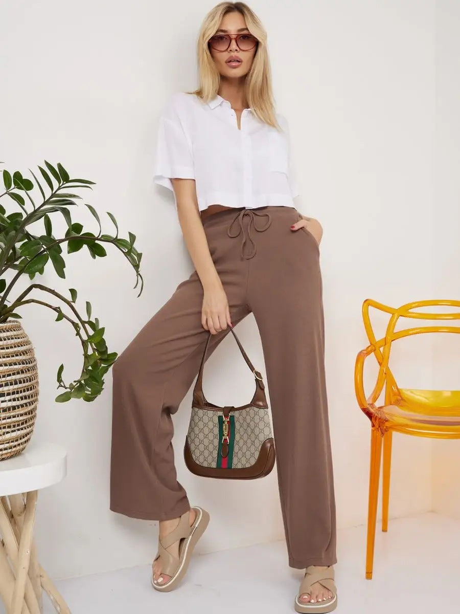 Dame afslappet komfortbukser med elastisk talje og praktiske lommer Stilla