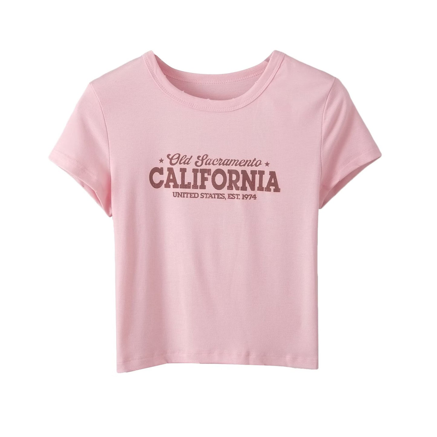 Dame afslappet bomulds-crop-top med iøjnefaldende tryk Stilla