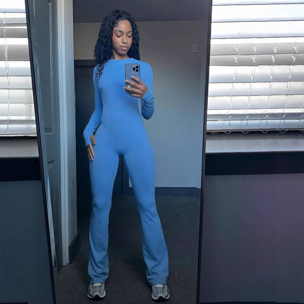 Dame sporty bodysuit med lange ærmer og udvidede bukseben Stilla