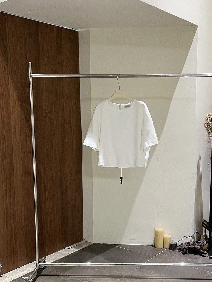 Dame afslappet oversized bluse med variable knude detaljer Stilla