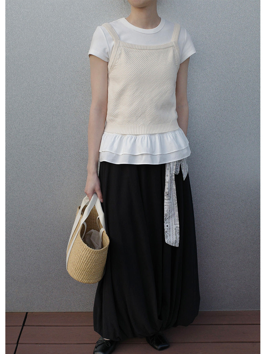 Dame afslappet kombination af ærmeløs top og flydende maxiskørt med blomster mønster Stilla