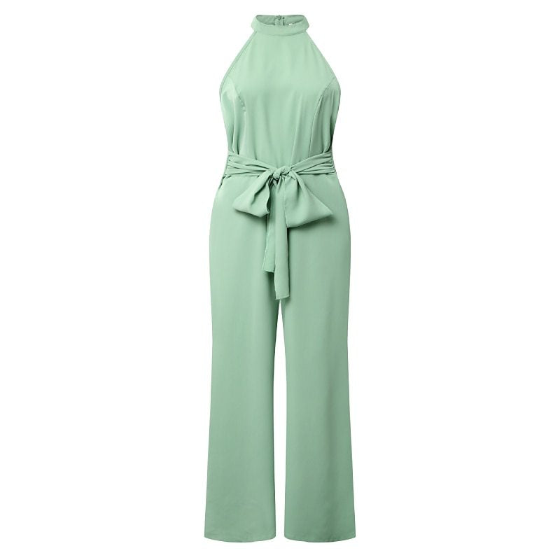 Dame Elegant Jumpsuit med bred ben og taljebælte Stilla