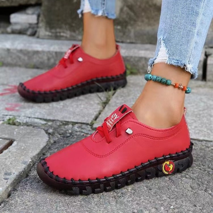 Dame behagelige Håndlavede Læder-Sneakers med elastiske indlæg Stilla