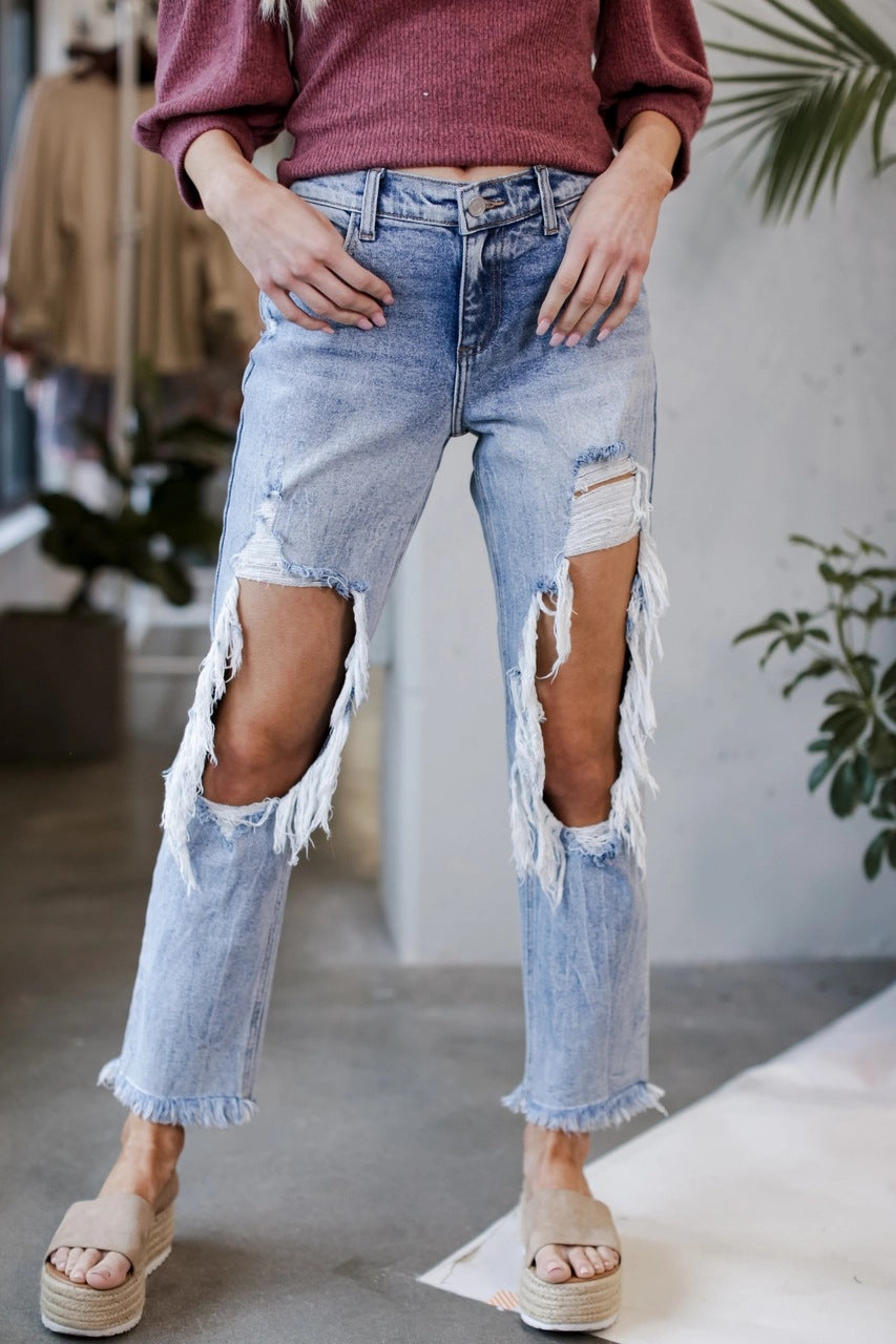Dame afslappede jeans med trendy ripped-design Stilla