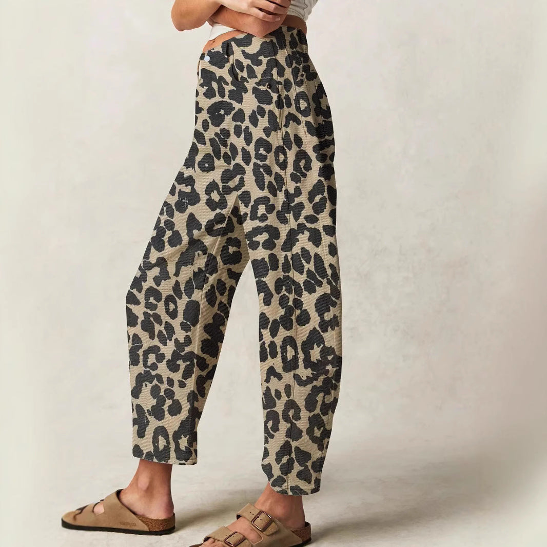 Dame Culottes i trendy leopard-design med høj talje og behagelig pasform Stilla