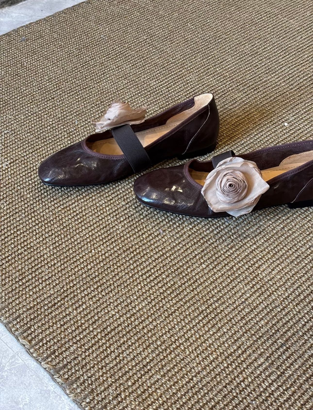 Dame Elegant Justerbare Stropper Ballerina Flade Sko med Blomstermotiver Stilla