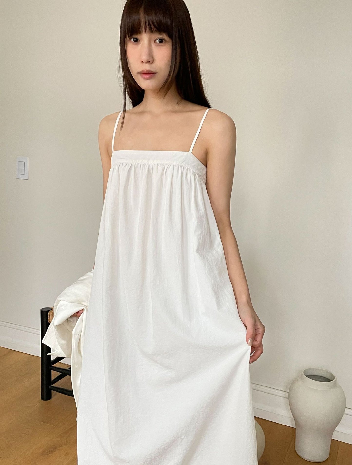 Dame afslappet Maxi-kjole med justerbare spaghettistropper og komfortabel pasform Stilla