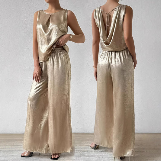 Dame jumpsuit med dyb rygudskæring og flydende silhuet Stilla