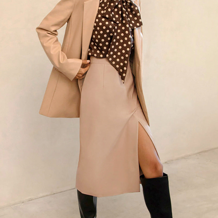 Dame elegant blyantskørt med høj slids og tætsiddende snit Stilla