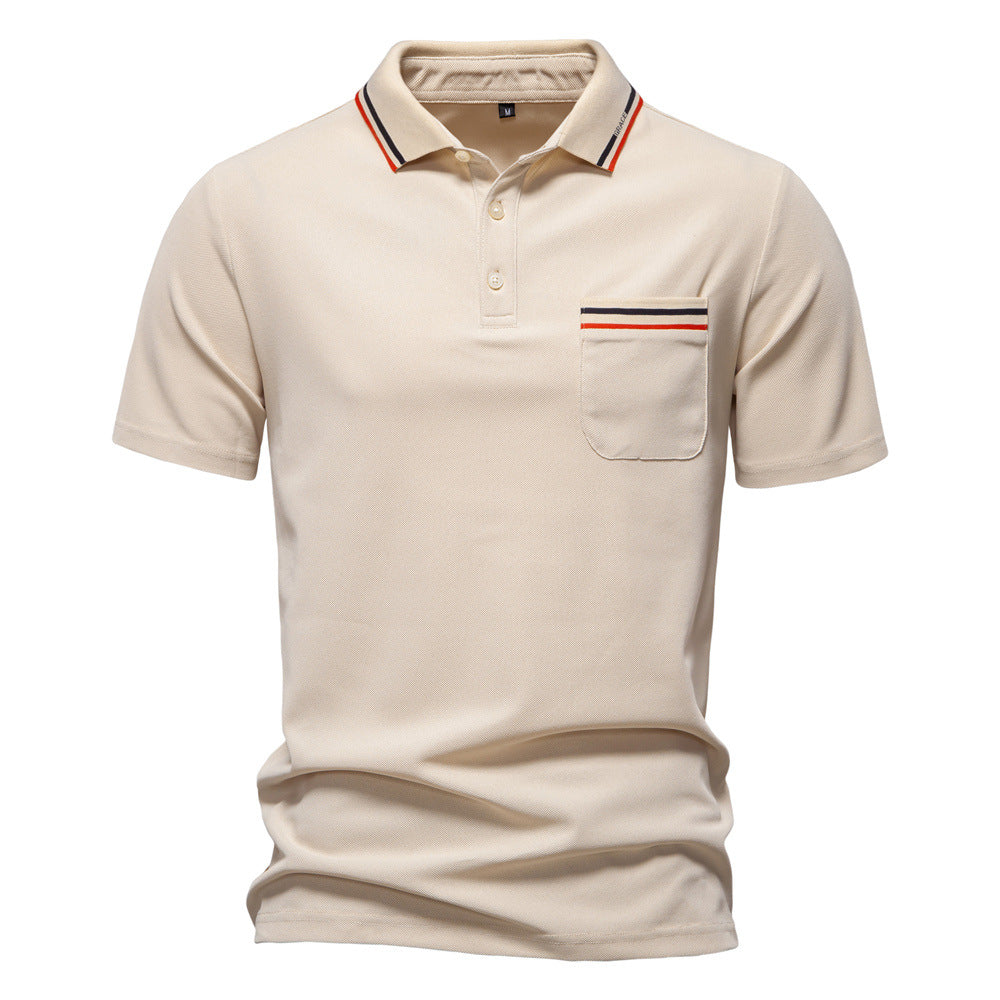 Herre polo T-shirt med elegante kontraststriber og praktisk brystlomme Stilla