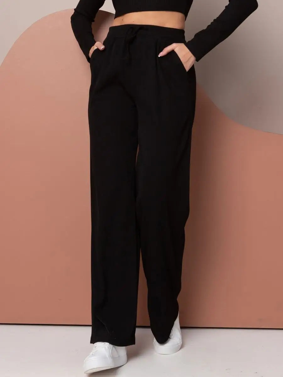 Dame afslappet komfortbukser med elastisk talje og praktiske lommer Stilla