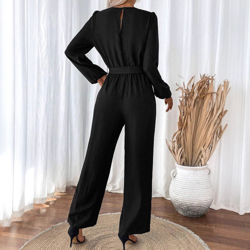 Dame Elegant Jumpsuit med kontrasterende Bindebælte Stilla