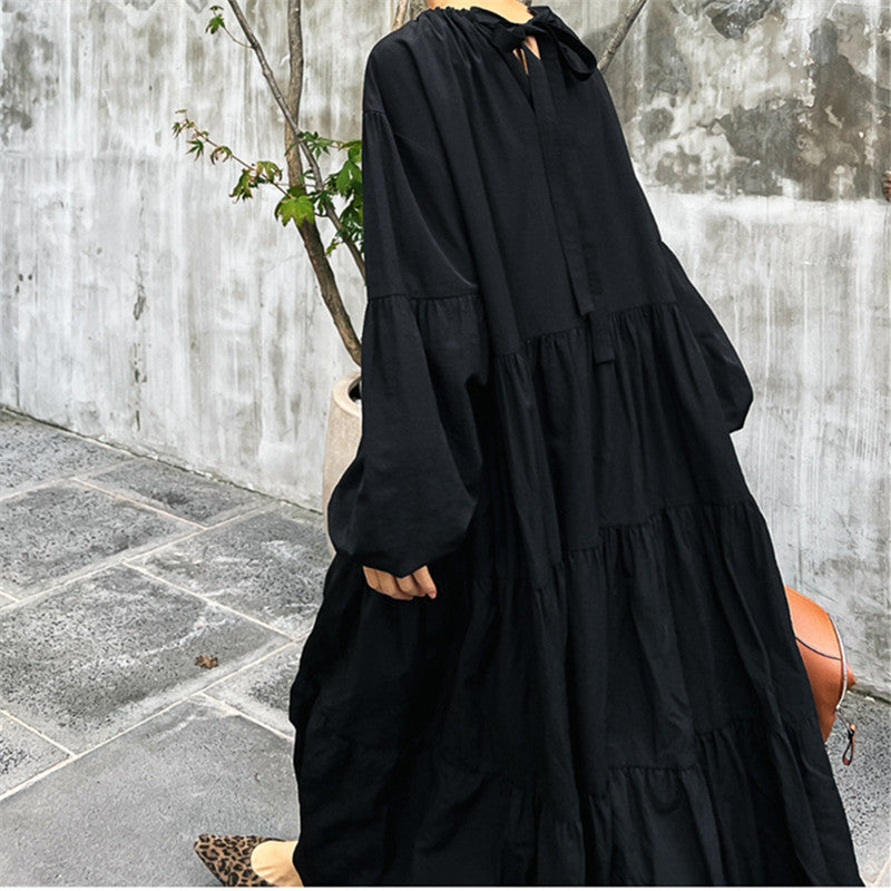 Dame afslappet maxikjole med flæser Stilla