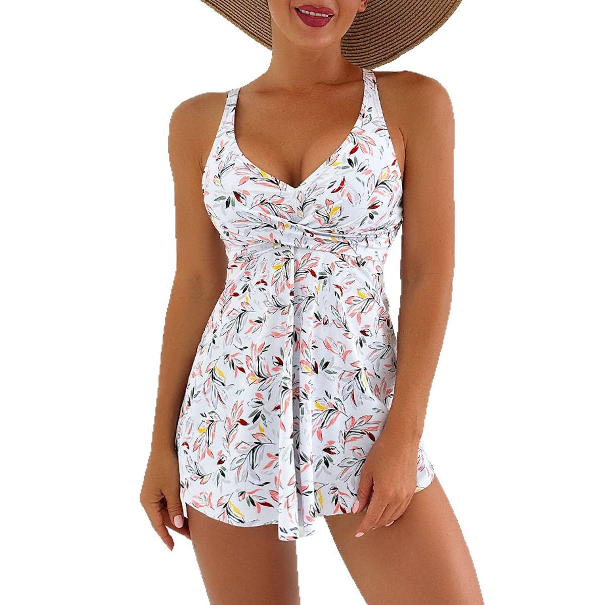 Dame elegant badetøj med floralt design og sportlige shorts Stilla