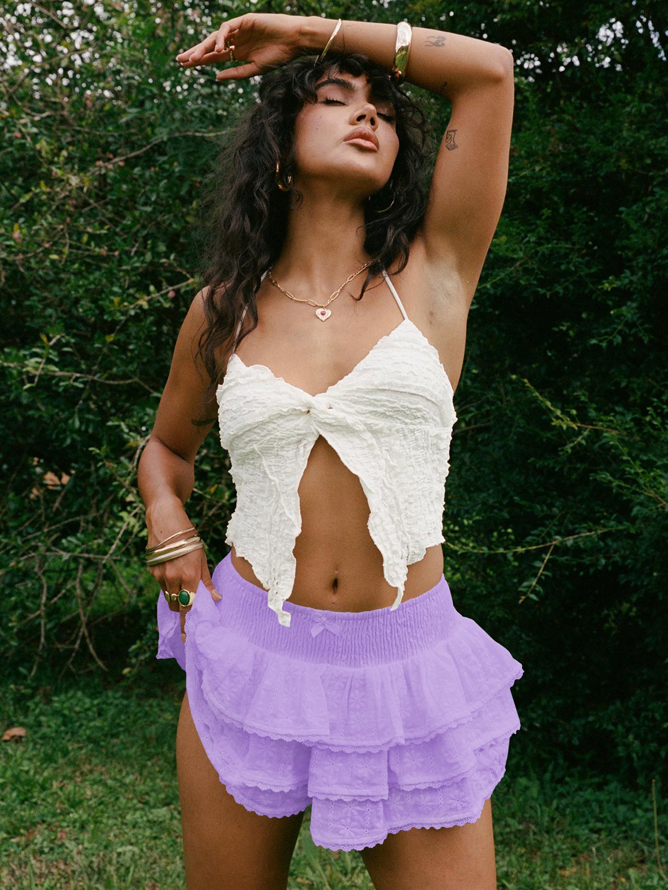 Dame Rynkede shorts med elastisk talje Stilla