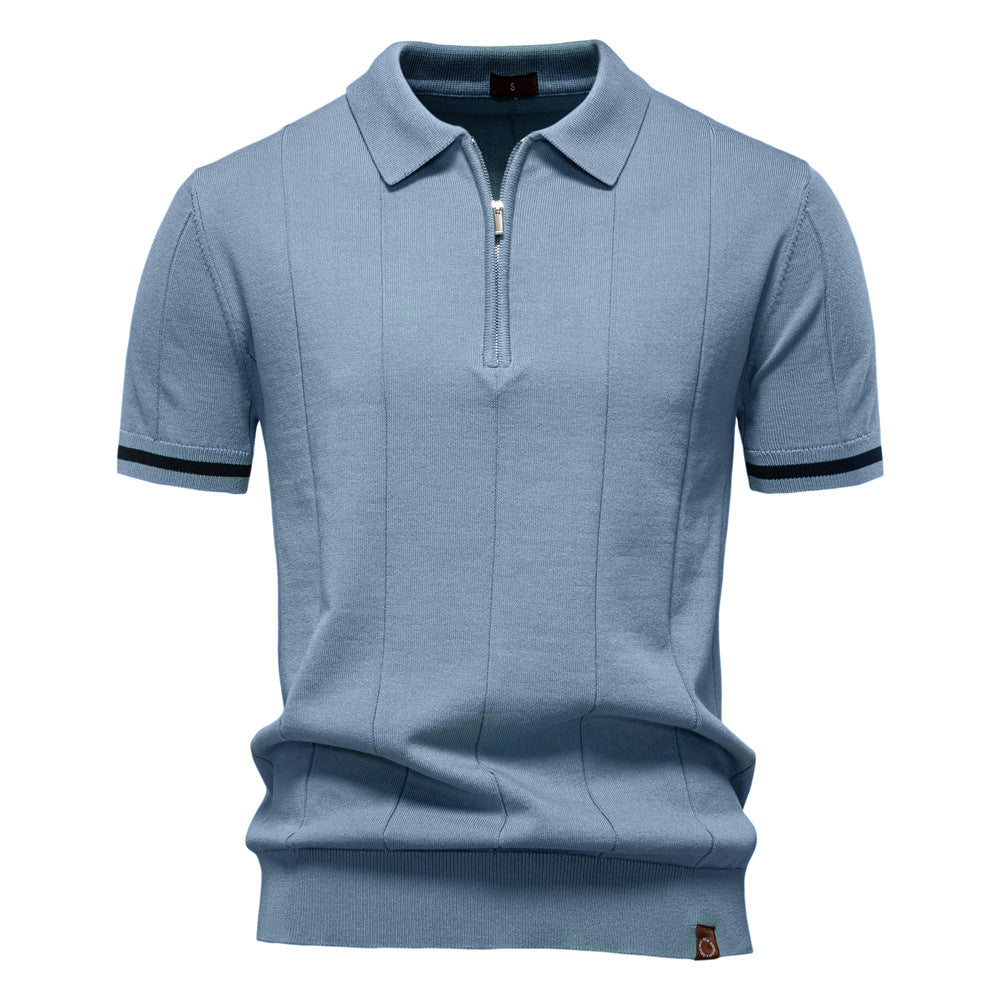 Herre polo T-shirt med sporty lynlås Stilla