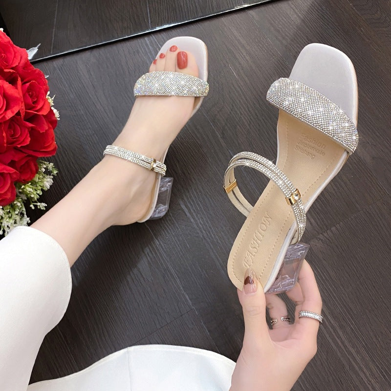 Dame Elegant dekorerede sandaler med gennemsigtig blokhæl Stilla