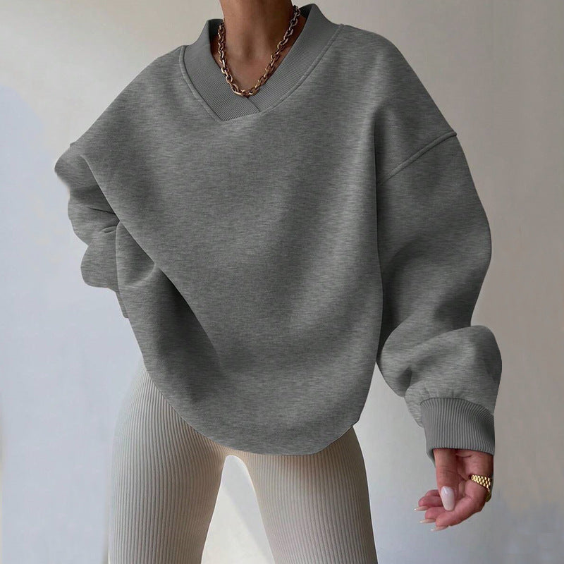 Dame afslappet pullover med dyb V-udskæring og oversized pasform Stilla