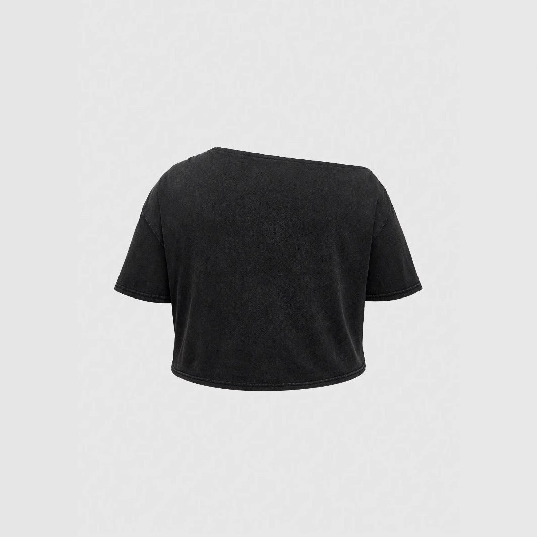 Dame Crop-Top med spændende grafiktryk og løs pasform Stilla