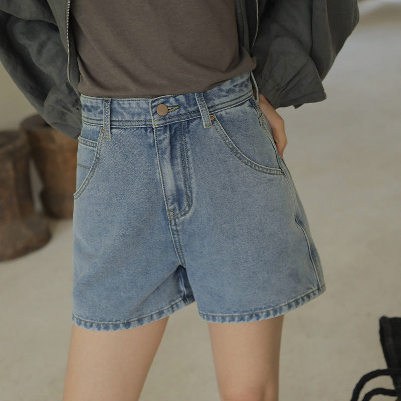 Dame afslappede denim-shorts med elegant bindebælte og komfortabel pasform Stilla