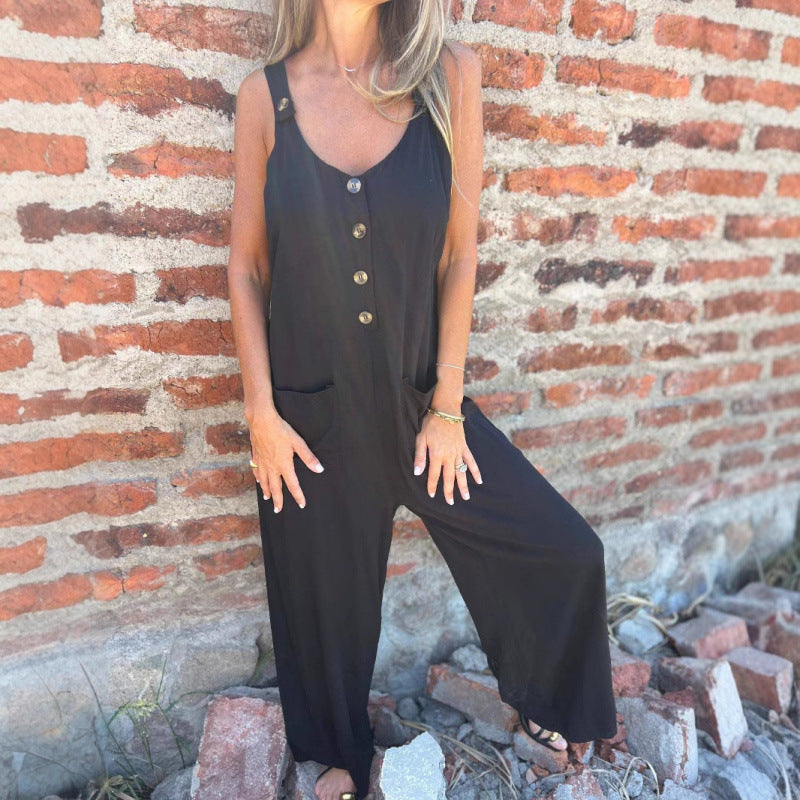 Dame Fritid Knap-op Jumpsuit Stilla