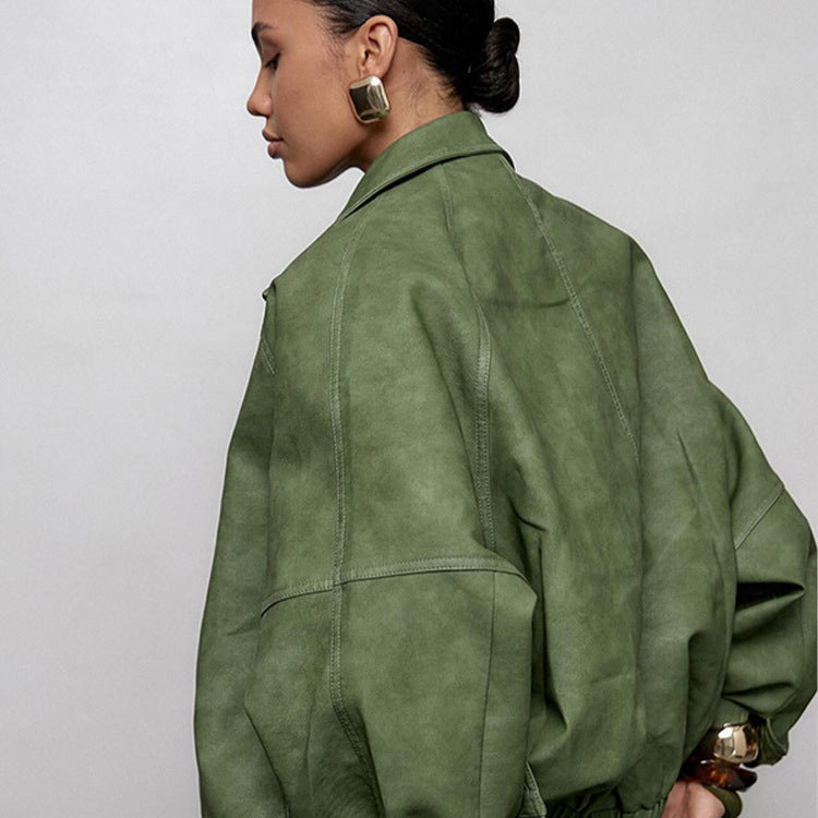 Dame afslappet oversized jakke lavet af vegansk ruskind Stilla