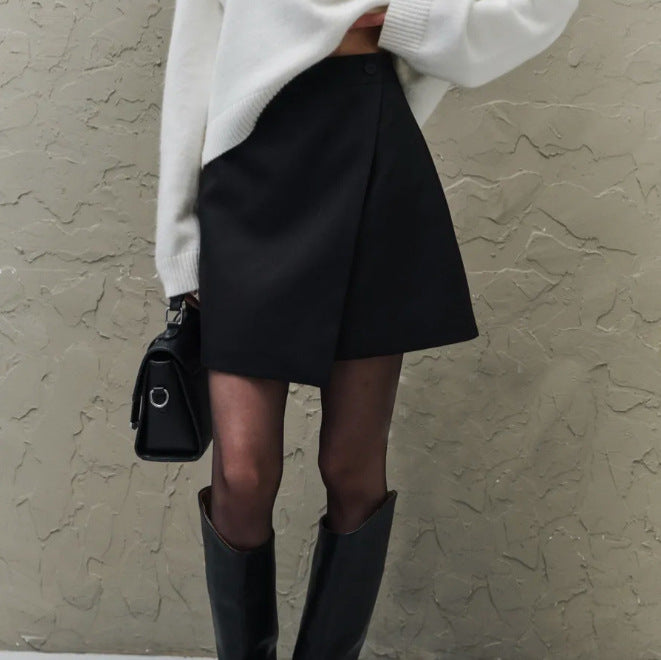 Dame elegant asymmetrisk omslagskjørt lavet af højkvalitetsmateriale Stilla