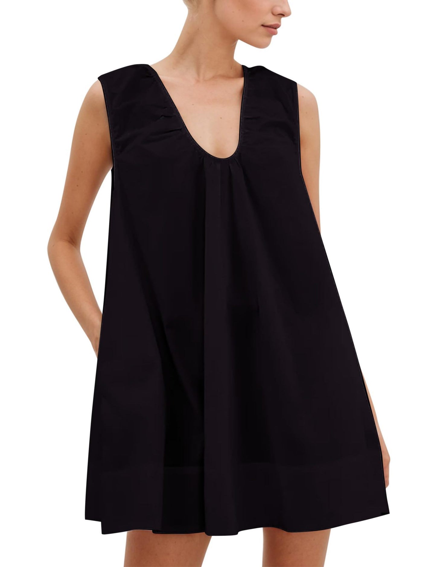 Dame afslappet maxikjole med dyb V-udskæring og bred pasform Stilla