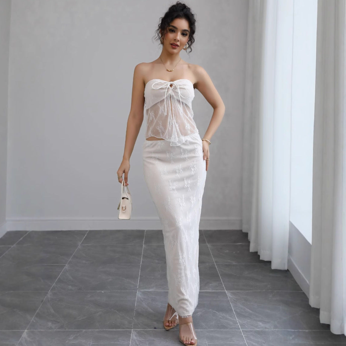 Dame Elegant Gennemsigtigt Maxikjole Stilla