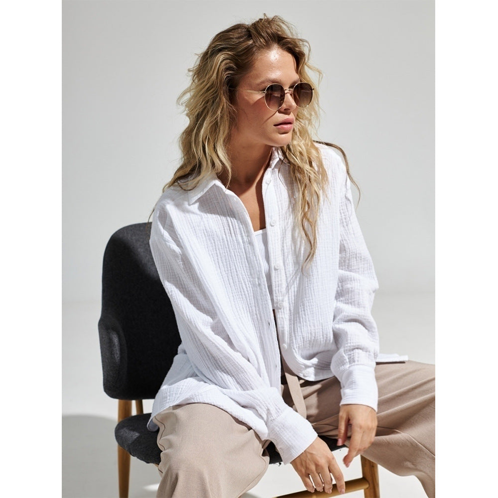 Dame afslappet skjorte bluse i åndbart materiale Stilla