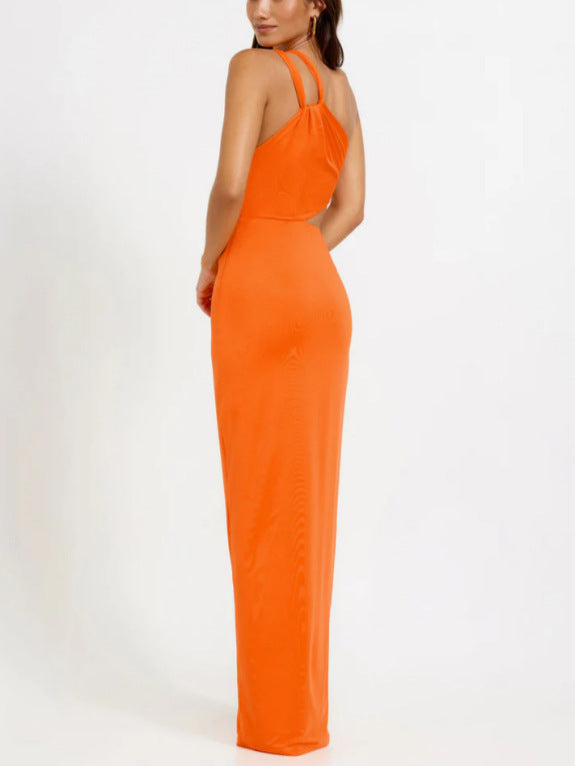 Dame Cut-Out Maxikjole med asymmetrisk design og elegant slids Stilla
