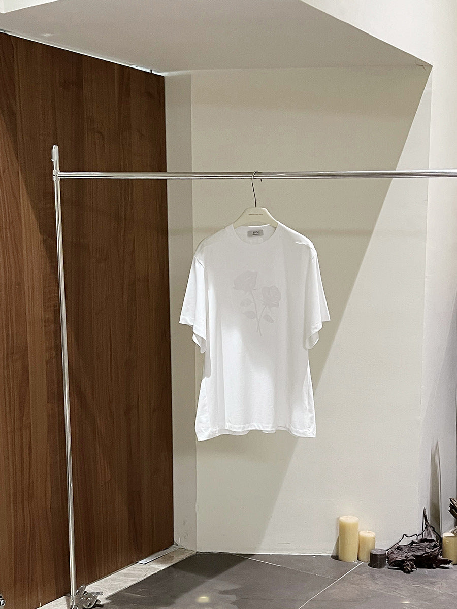 Dame afslappet oversized T-shirt med blomstermotiv Stilla