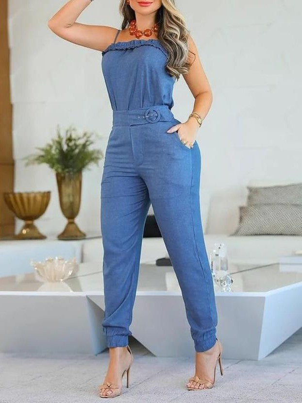 Damer elegant jumpsuit med off-the-shoulder design og ruching Stilla