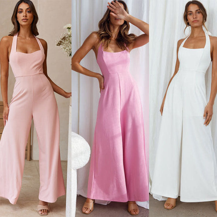 Damer Elegant Jumpsuit med bred ben Stilla