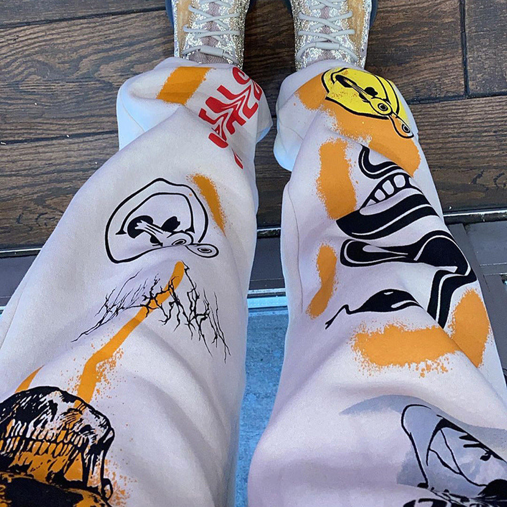 Dame Baggy Joggingbukser med kreative grafikdetaljer Stilla