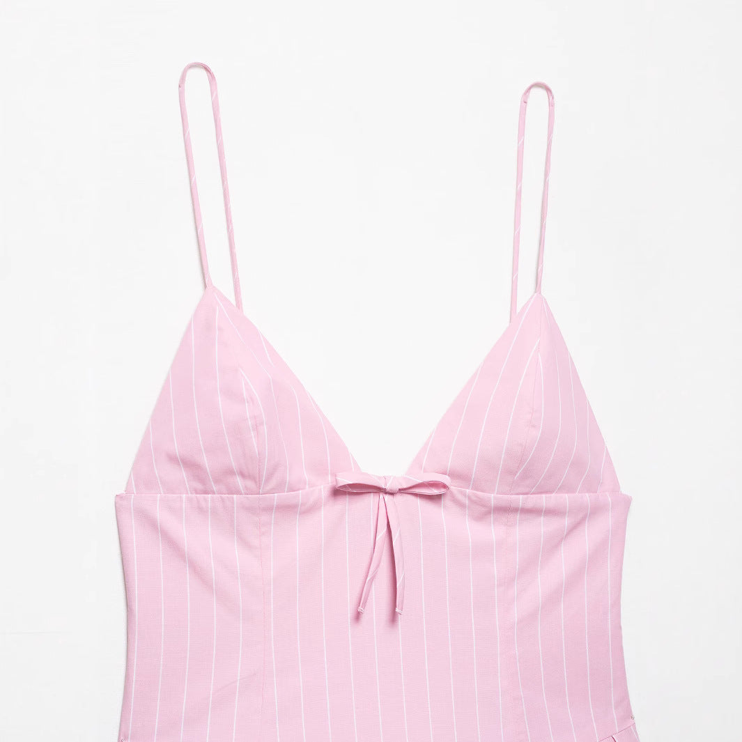 Dame A-linje Spaghetti strop mini kjole med sløjfedetalje Stilla