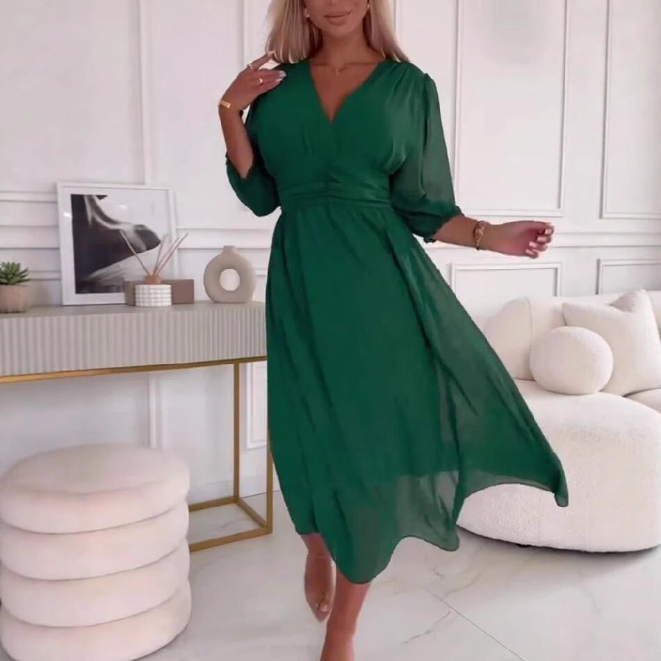 Dame Elegant Chiffon Wrap Kjole Stilla