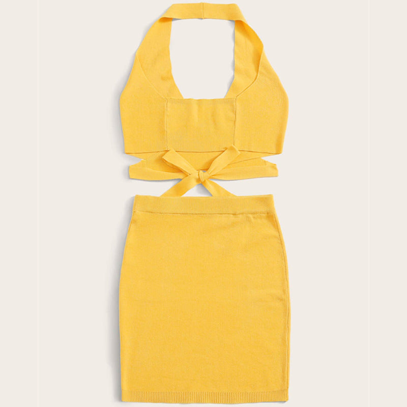 Dame cropped top og miniskørt sæt med flot rygsnøring Stilla