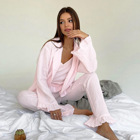 Dame afslappende loungewear-sæt med løstsiddende top og komfortable bukser Stilla