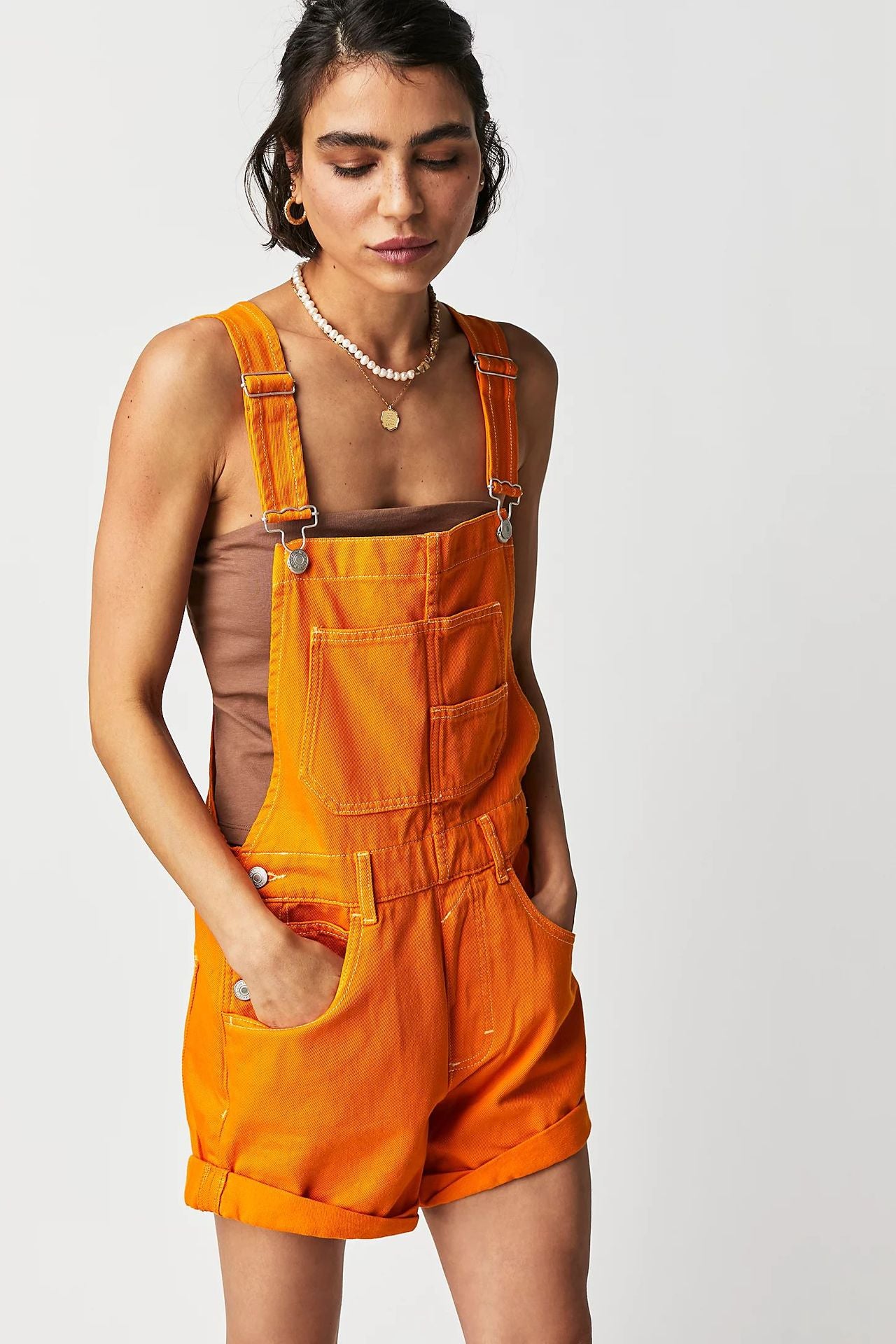 Dame Casual Denim Overalls med funktionelle lommer og justerbare stropper Stilla