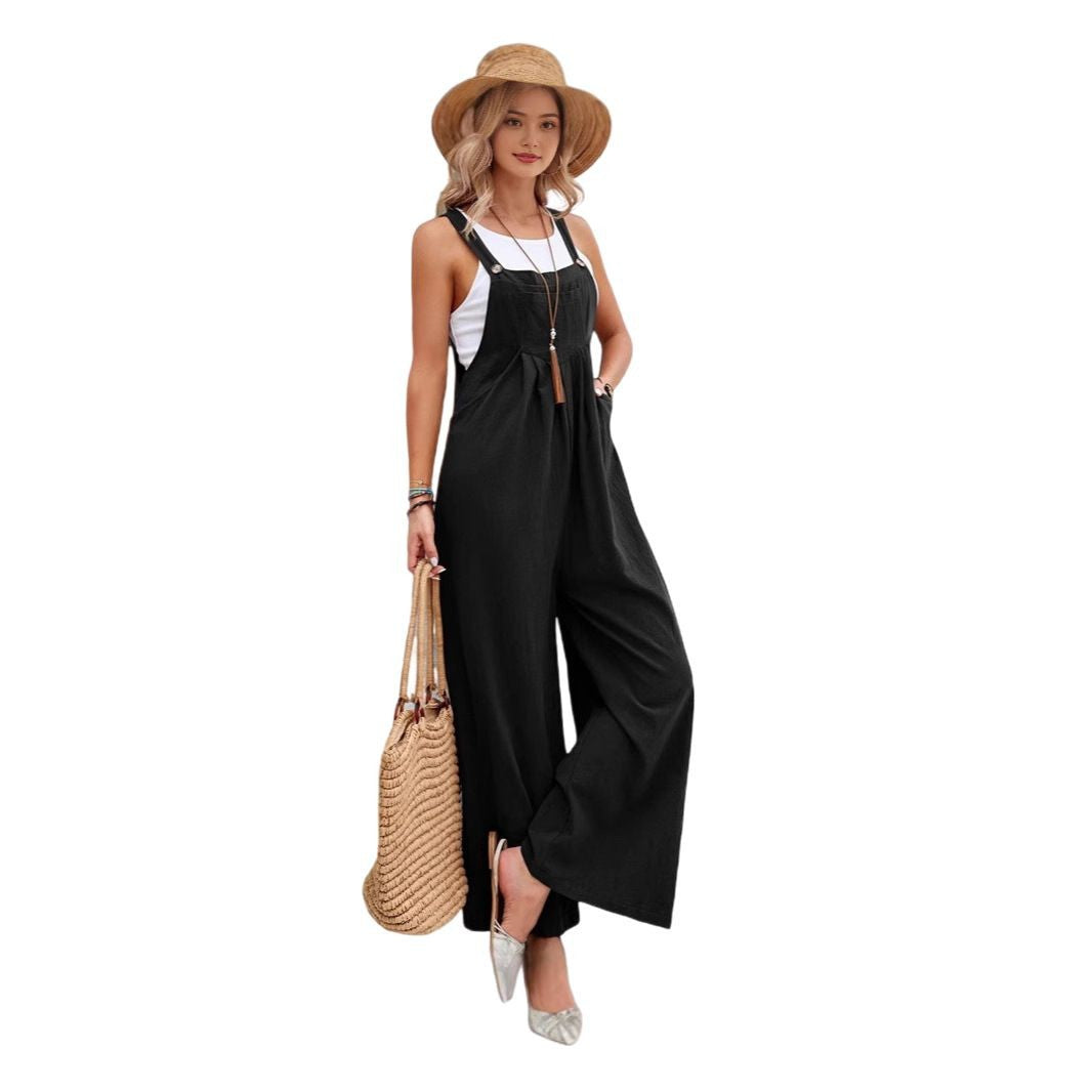 Dame Casual Jumpsuit med bredt ben og justerbare stropper Stilla
