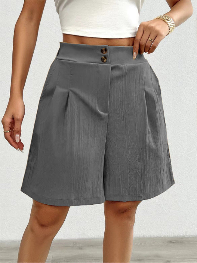 Dame Elegante Shorts med knaplukning og plisseret design Stilla