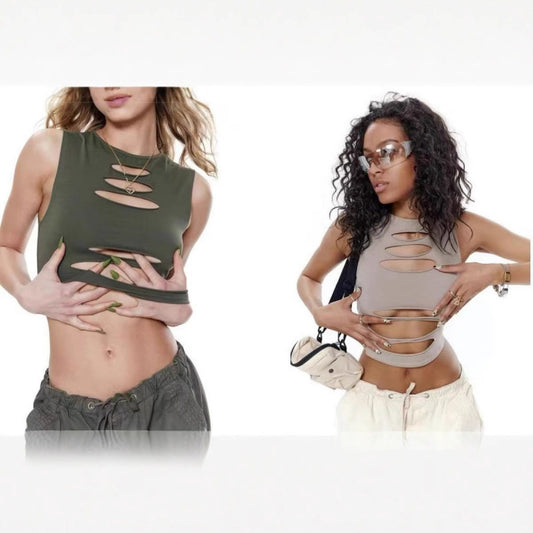 Dame Cut-Out Ærmeløs Crop Top Stilla
