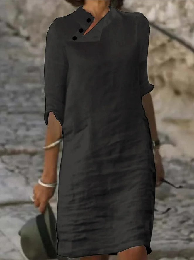 Dame afslappet linnedragt med modige knapdetaljer Stilla