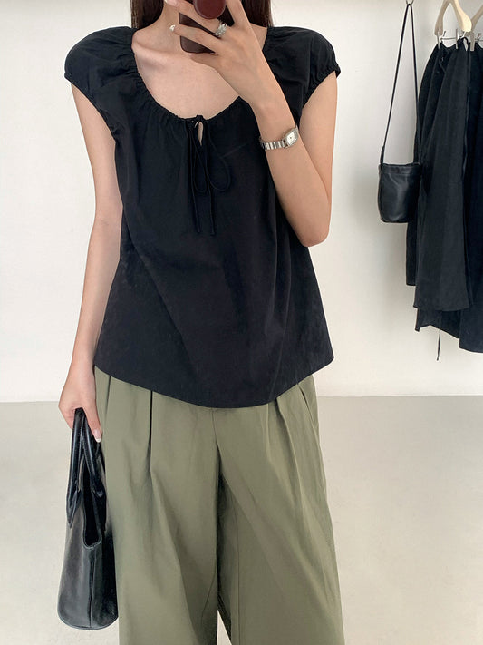 Dame elegant bluse med draperinger Stilla