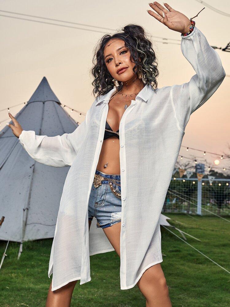 Dame afslappet skjortekjole Stilla