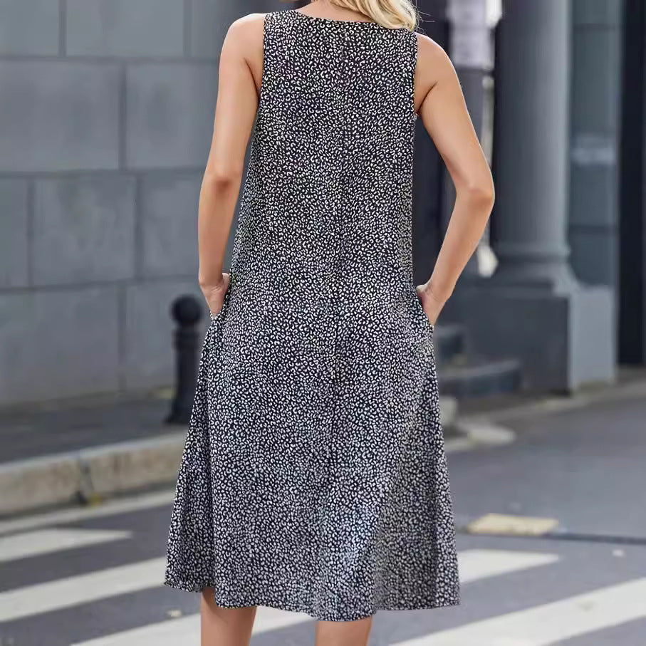 Dame afslappet maxikjole med blomstermønster og praktiske lommer Stilla