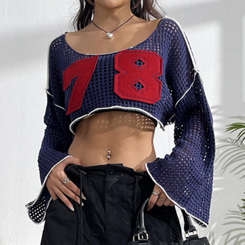 Dame cropped nettop med stilige talapplikationer Stilla