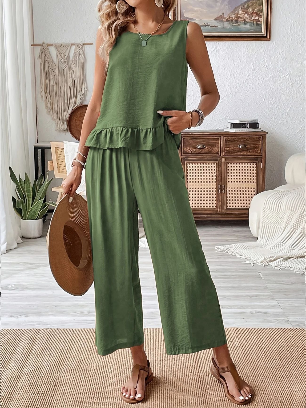Damer luftig jumpsuit med flæse Stilla